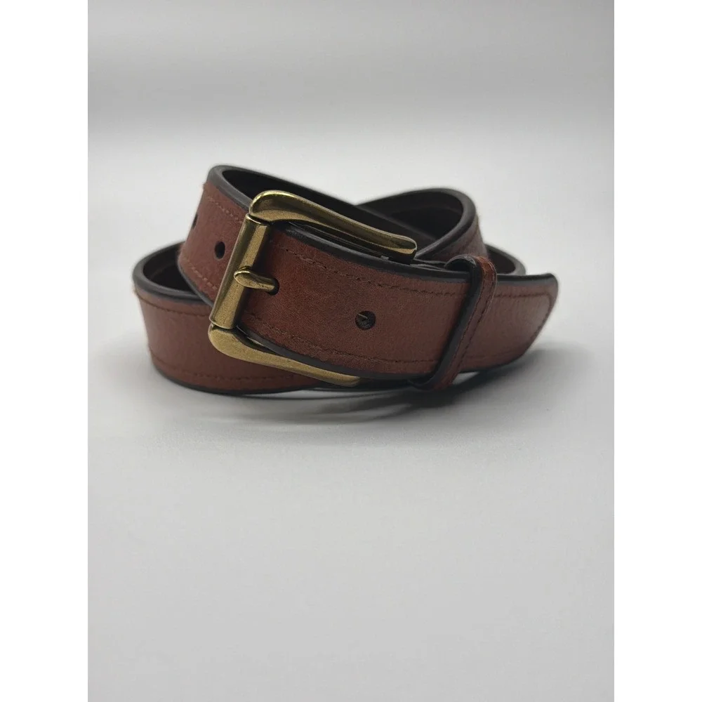 Polo Ralph Lauren Mens Brown Leather Belt Brass Buckle Size 36 90 1326